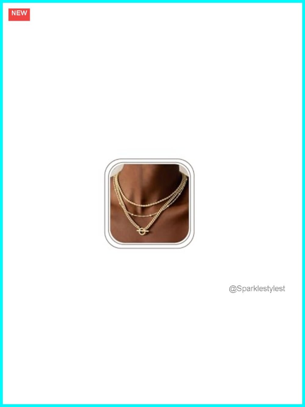 14K Gold Plated Layered Chain Necklace Stack Cuban Link Paperclip Women